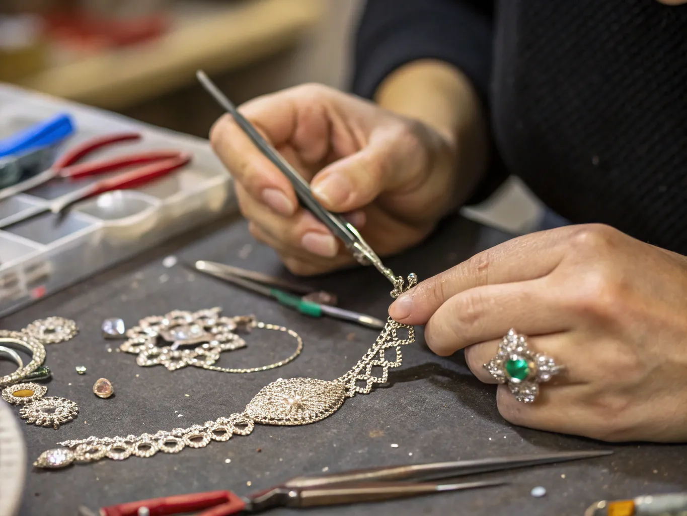 Nærbillede af håndværksprocessen